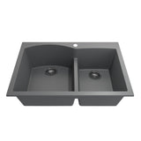 Campino Duo Dual Mount Granite Composite 33 in. 60/40 Double Bowl Kitchen Sink with Strainers in Matte Black