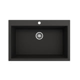 Campino Uno Dual Mount Granite Composite 33 in. Single Bowl Kitchen Sink with Strainer in Matte Black