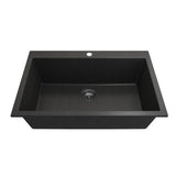 Campino Uno Dual Mount Granite Composite 33 in. Single Bowl Kitchen Sink with Strainer in Matte Black