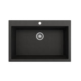Campino Uno Dual Mount Granite Composite 33 in. Single Bowl Kitchen Sink with Strainer in Matte Black