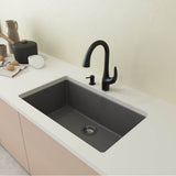 BOCCHI - Campino Uno Dual Mount Granite Composite 33 in. Single Bowl Kitchen Sink with Strainer in Concrete Gray - Concrete Gray