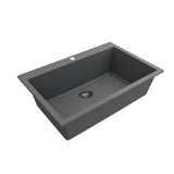 Campino Uno Dual Mount Granite Composite 33 in. Single Bowl Kitchen Sink with Strainer in Matte Black