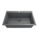 Campino Uno Dual Mount Granite Composite 33 in. Single Bowl Kitchen Sink with Strainer in Matte Black