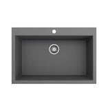 Campino Uno Dual Mount Granite Composite 33 in. Single Bowl Kitchen Sink with Strainer in Matte Black