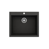 Campino Uno Dual Mount Granite Composite 24 in. Single Bowl Kitchen Sink with Strainer in Matte Black