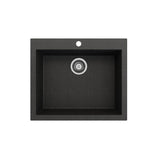 Campino Uno Dual Mount Granite Composite 24 in. Single Bowl Kitchen Sink with Strainer in Matte Black