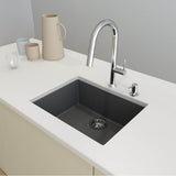 BOCCHI - Campino Uno Dual Mount Granite Composite 24 in. Single Bowl Kitchen Sink with Strainer in Concrete Gray - Concrete Gray