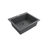 Campino Uno Dual Mount Granite Composite 24 in. Single Bowl Kitchen Sink with Strainer in Matte Black