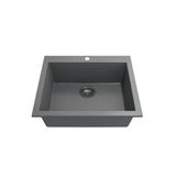 Campino Uno Dual Mount Granite Composite 24 in. Single Bowl Kitchen Sink with Strainer in Matte Black