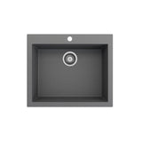 Campino Uno Dual Mount Granite Composite 24 in. Single Bowl Kitchen Sink with Strainer in Matte Black