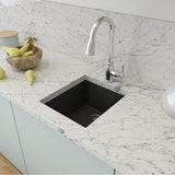 BOCCHI - Campino Uno Dual Mount Granite Composite 16 in. Single Bowl Bar Sink with Strainer in Matte Black - Matte Black