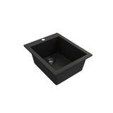 Campino Uno Dual Mount Granite Composite 16 in. Single Bowl Bar Sink with Strainer in Matte Black
