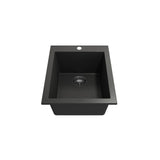 Campino Uno Dual Mount Granite Composite 16 in. Single Bowl Bar Sink with Strainer in Matte Black