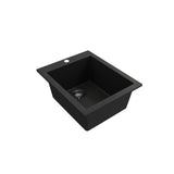 Campino Uno Dual Mount Granite Composite 16 in. Single Bowl Bar Sink with Strainer in Matte Black