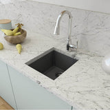 BOCCHI - Campino Uno Dual Mount Granite Composite 16 in. Single Bowl Bar Sink with Strainer in Concrete Gray - Concrete Gray