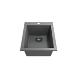 Campino Uno Dual Mount Granite Composite 16 in. Single Bowl Bar Sink with Strainer in Matte Black