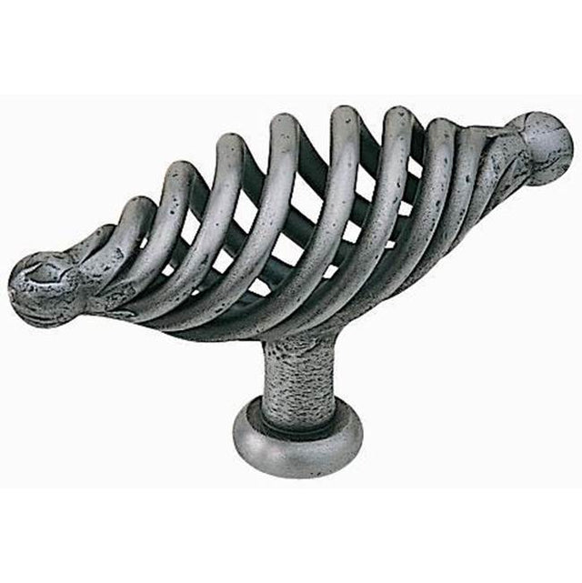 Bouvet - Oval Basket Cabinet Knob with Foot - Pewter 012