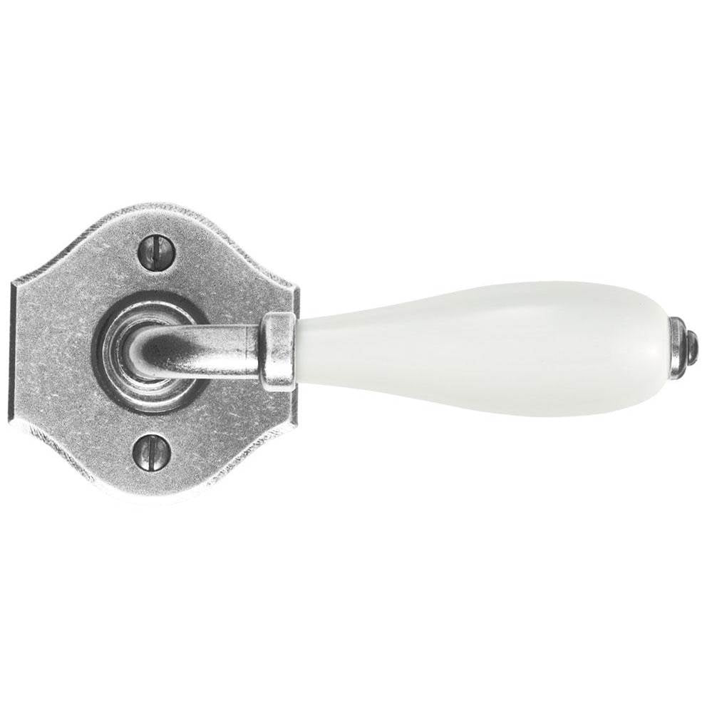 Bouvet - Knob on rosette set - Complete tubular privacy set for 1 3/4'' door - Blue Porcelaine / Rust 099