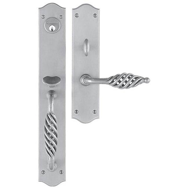 Bouvet - Libourne Entrance Handle Set - Complete single cylinder set for 1 3/4'' door - Pewter 012