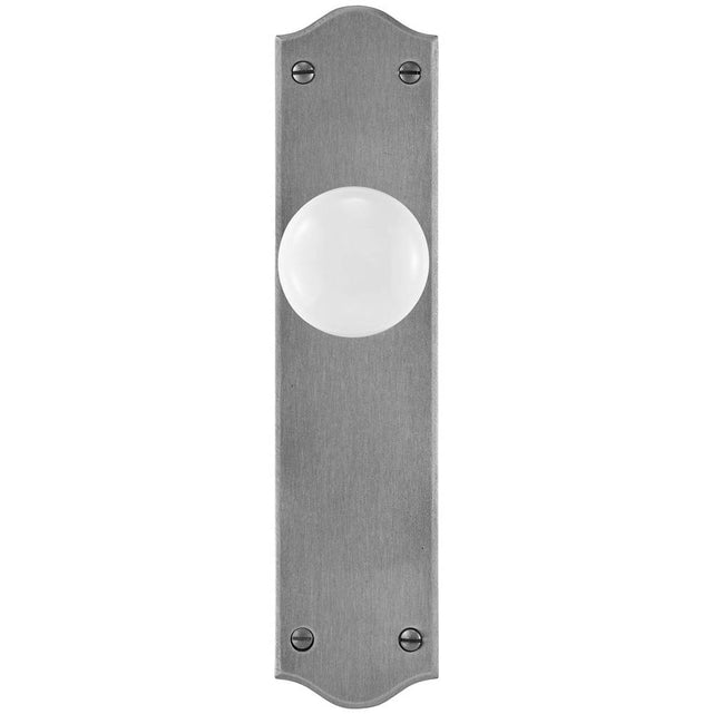 Bouvet - Knob on escutcheon set - Complete tubular passage set for 1 3/4'' door - Blue Porcelaine / Black 097