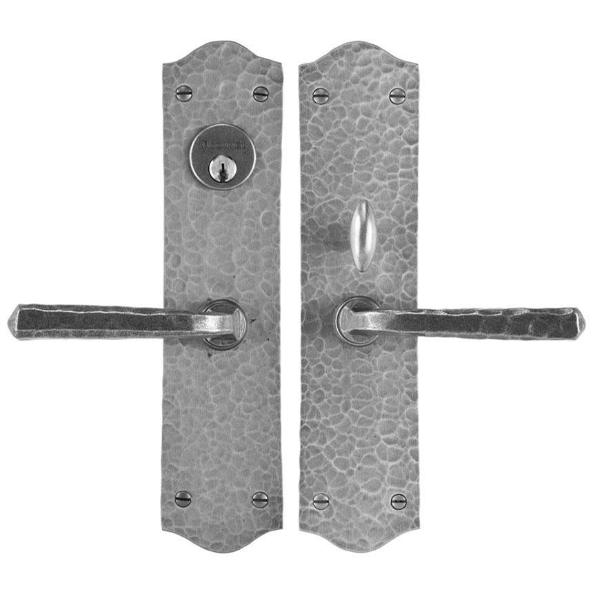 Bouvet - Handle set for interior or exterior door - Complete single cylinder set for 2 1/4'' door - Hammered Rust 029