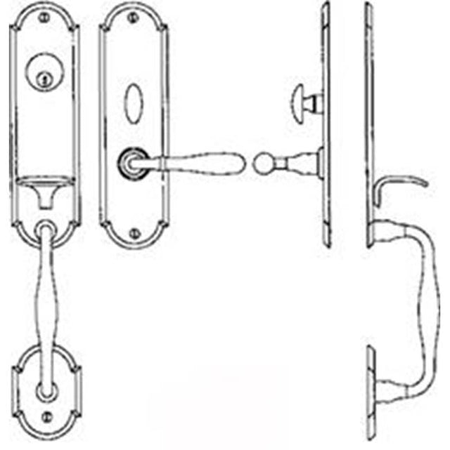 Bouvet - Entrance Handle Set - Complete single cylinder set for 2 1/4'' door - Pewter 012