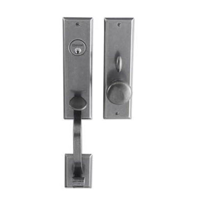 Bouvet - Entrance Handle Set - Complete single cylinder set for 2 1/4'' door - Pewter 012