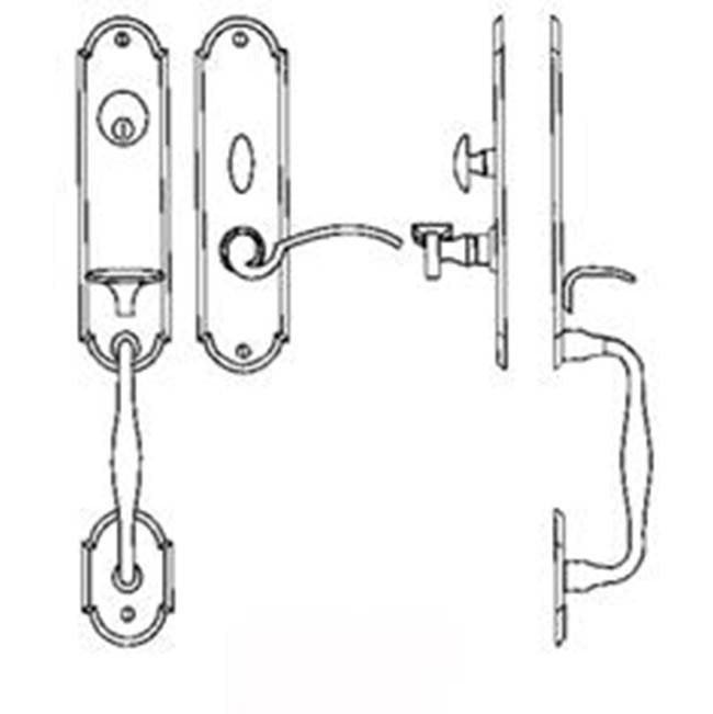 Bouvet - Entrance Handle Set - Complete single cylinder set for 2 1/4'' door - Pewter 012