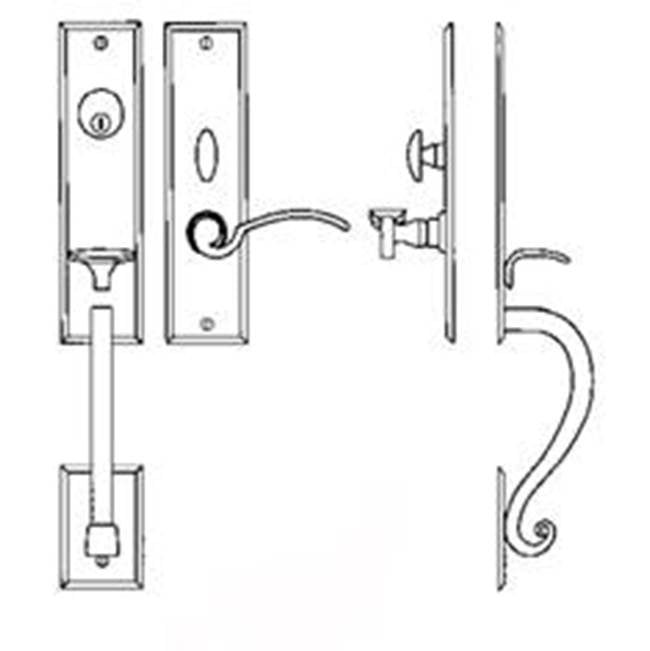 Bouvet - Entrance Handle Set - Complete single cylinder set for 1 3/4'' door - Pewter 012