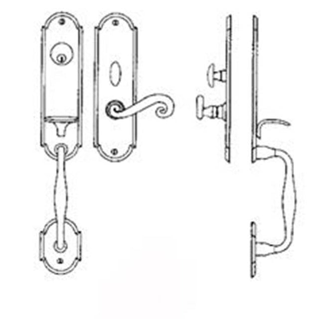 Bouvet - Entrance Handle Set - Complete single cylinder set for 2 1/4'' door - Pewter 012