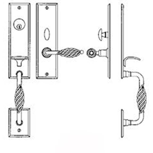 Bouvet - Entrance Handle Set - Complete single cylinder set for 1 3/4'' door - Pewter 012