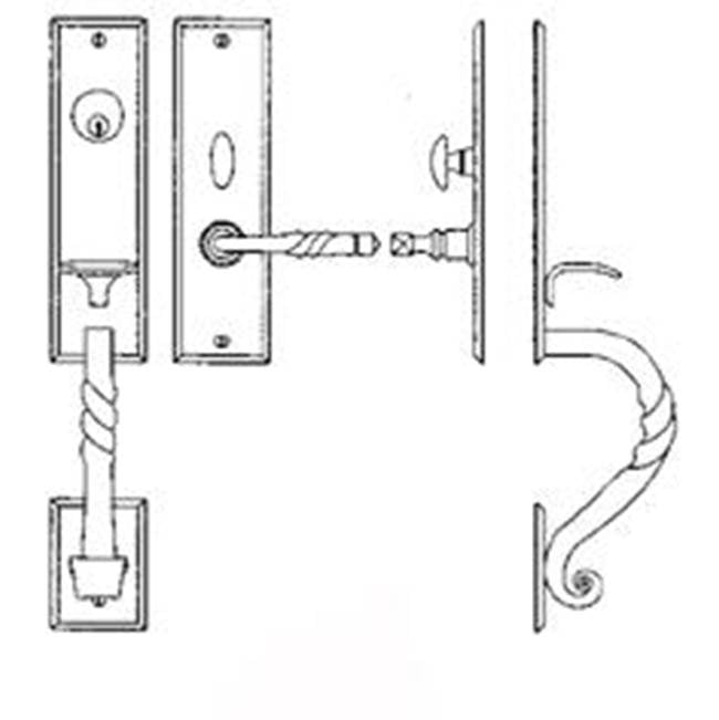 Bouvet - Entrance Handle Set - Complete single cylinder set for 1 3/4'' door - Pewter 012