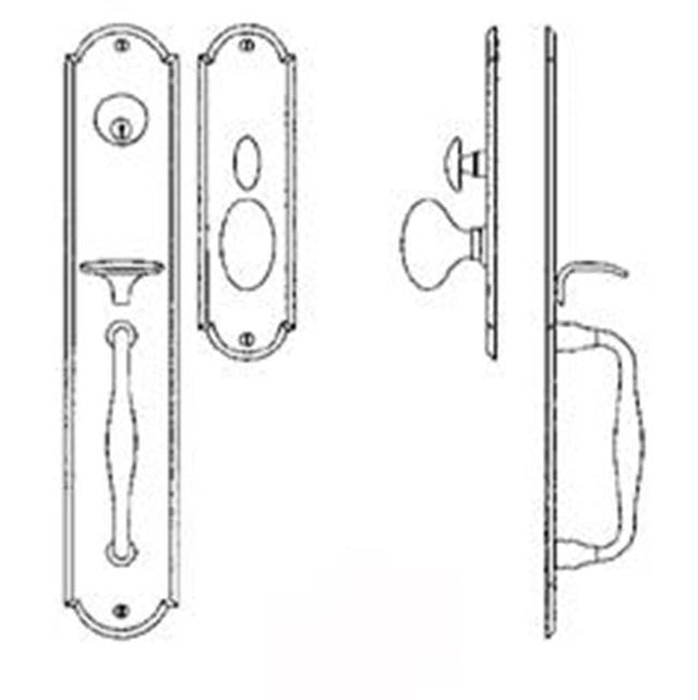 Bouvet - Entrance Handle Set - Complete single cylinder set for 2 1/4'' door - Pewter 012