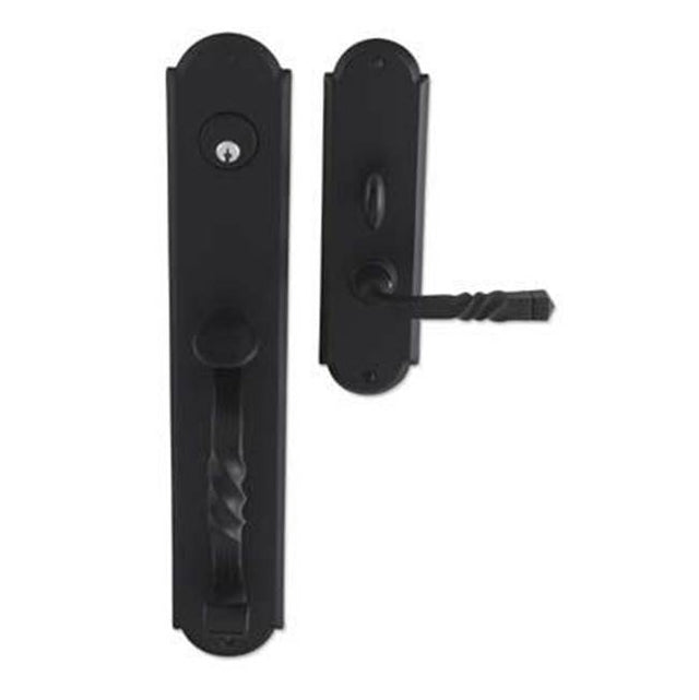 Bouvet - Entrance Handle Set - Complete single cylinder set for 2 1/4'' door - Pewter 012