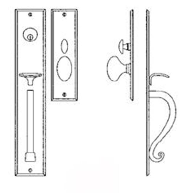 Bouvet - Entrance Handle Set - Complete single cylinder set for 1 3/4'' door - Pewter 012