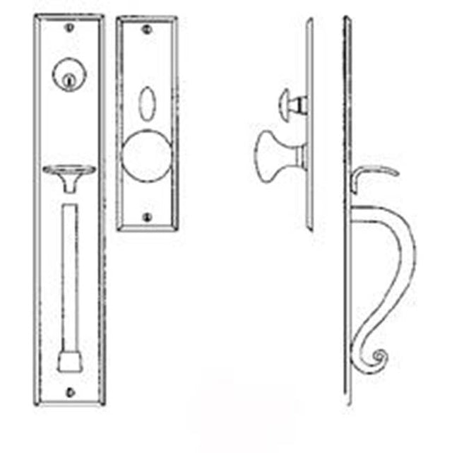 Bouvet - Entrance Handle Set - Complete single cylinder set for 2 1/4'' door - Pewter 012