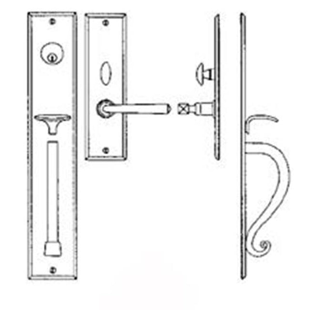 Bouvet - Entrance Handle Set - Complete single cylinder set for 1 3/4'' door - Pewter 012