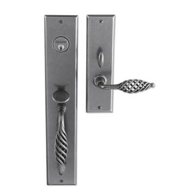 Bouvet - Entrance Handle Set - Complete single cylinder set for 1 3/4'' door - Pewter 012