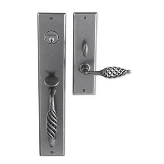 Bouvet - Entrance Handle Set - Complete single cylinder set for 1 3/4'' door - Pewter 012
