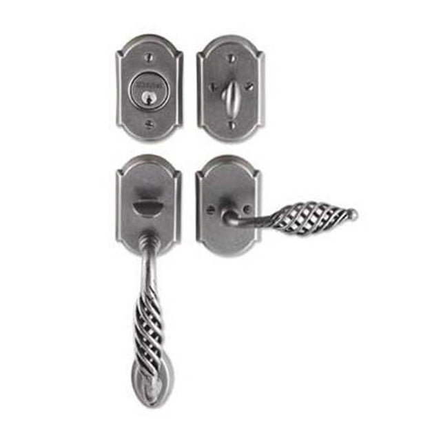 Bouvet - Tubular Entrance Handle Set - Complete full dummy set - Pewter 012