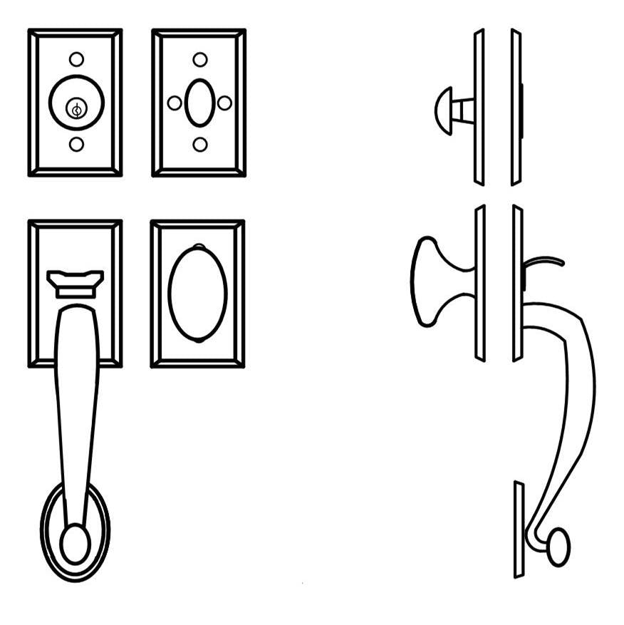 Bouvet - Tubular Entrance Handle Set - Complete full dummy set - Pewter 012