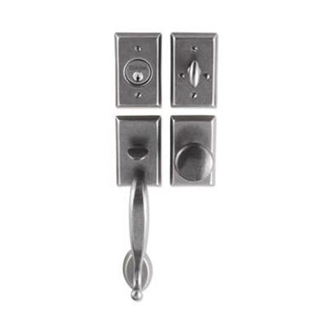 Bouvet - Tubular Entrance Handle Set - Complete single cylinder set for 1 3/4'' door - Pewter 012