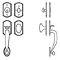Bouvet - Tubular Entrance Handle Set - Complete full dummy set - Pewter 012