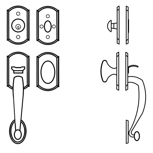 Bouvet - Tubular Entrance Handle Set - Complete single cylinder set for 1 3/4'' door - Pewter 012