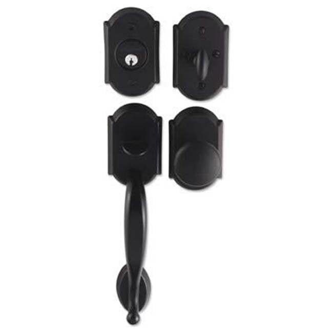 Bouvet - Tubular Entrance Handle Set - Complete single cylinder set for 1 3/4'' door - Pewter 012