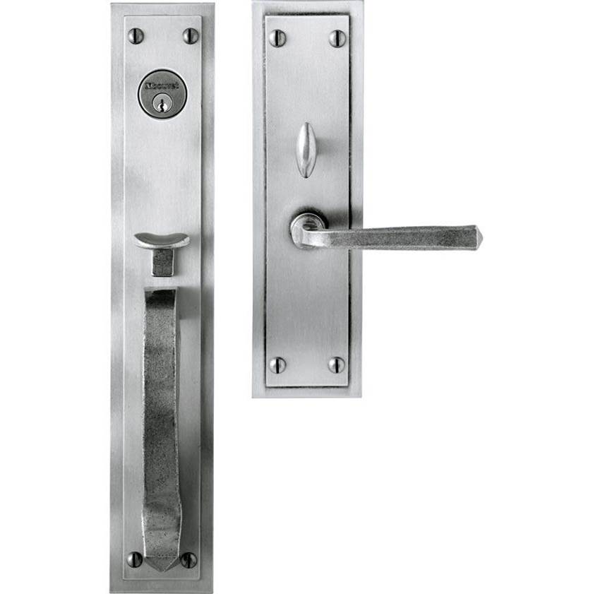 Bouvet - Entrance Handle Set - Complete single cylinder set for 1 3/4'' door - Pewter 012