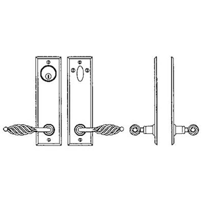 Bouvet - Entry Tubular or Mortise set - Single cylinder mortise lock set for 1 3/4'' - Pewter 012