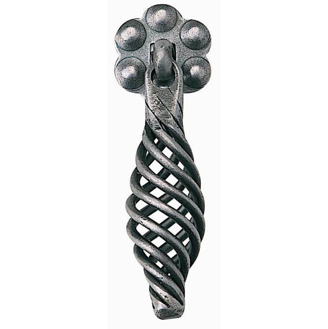 Bouvet - Drop Basket Handle with Rosette - Pewter 012