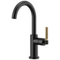 Brizo - Litze Bar Faucet with Arc Spout and Knurled Handle Kit - Matte Black With Luxe Gold