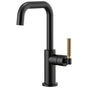 Brizo - Litze Bar Faucet with Square Spout and Knurled Handle Kit - Matte Black With Luxe Gold